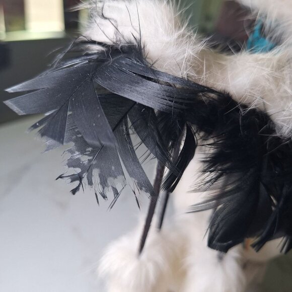 Kachina Doll Eagle Julie Loley 402706 Fur Wood Navajo Dineh Turquoise 12 Inch - Picture 10 of 16